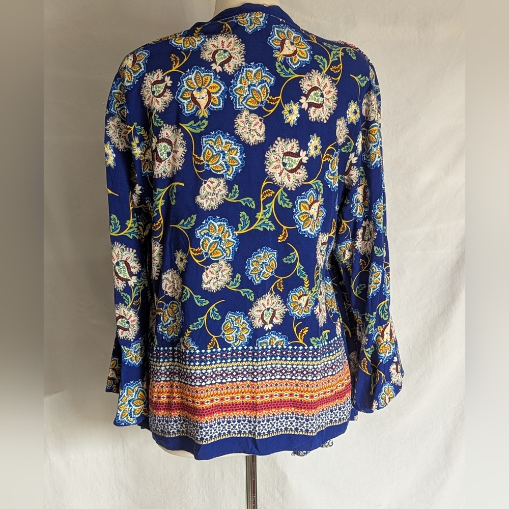 Fig And Flower Rayon Plus Size 2X Top Multi Color Attached Tank Bell Sleeves - Picture 10 of 14